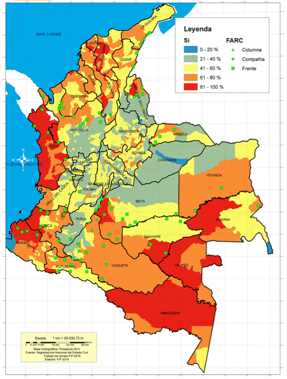 EL SÍ GANÓ EN LA MAYORÍA DE REGIONES DONDE LAS FARC TIENEN PRESENCIA, AUNQUE EN ALGUNAS LO HIZO EL NO